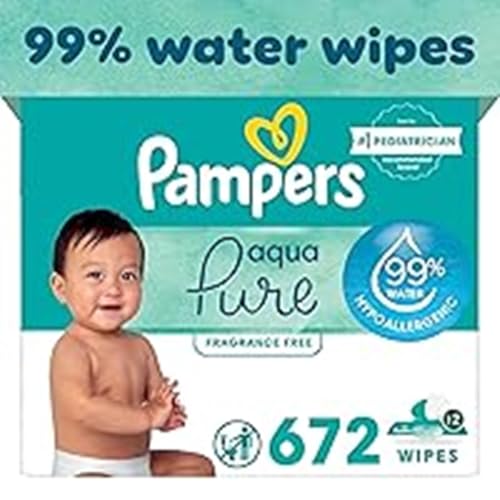 Image of Pampers Aqua Pure Sensitive Baby Wipes, 99% Water, Hypoallergenic, Unscented Baby Wipes, 672 Baby Wipes Total (12 Flip-Top Packs)