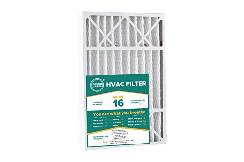 Green Label Brand HVAC Air Filter 16x25x5, AC Furnace Air Ultra Cleaning Filter MERV 16 - Single