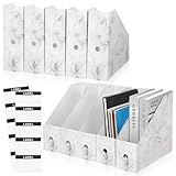 10 Pcs Magazine File Holder Foldable Decorative Cardboard File Folders Floral Colored Magazine Rack with Printable Sticker Labels for School Office Home Desk(Marble)