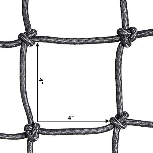 Towever 4'x6' Bungee Cargo Net Pickup Truck Bed Long Stretches to 8'x12', 4x4 inches Mesh Net Small Large Cargo Load Tight - Thumbnail 5