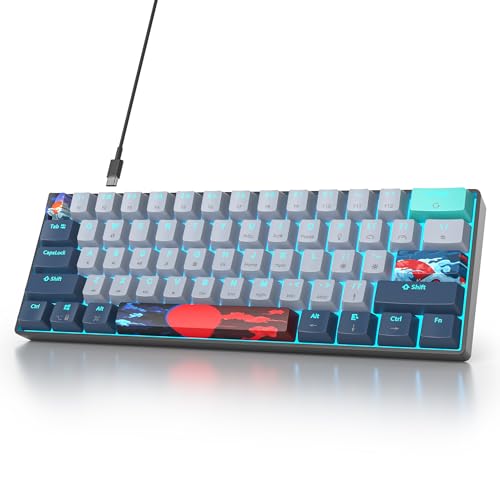Image of 60 Percent Gaming Keyboard 61 Keys Wired Mechanical Keyboard Ultra Compact Key Board Red Switch LED Backlit for Windows Laptop Gamer(61Shark)