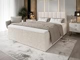 B&B HOME Tialiani Bett, Holz, Braun, 180x200 cm, Modernes Design mit Horizontalen Rillen (Weiß)