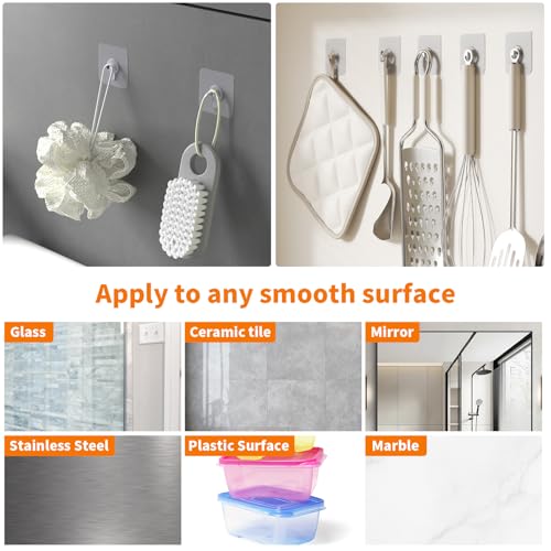 Image of 24PCS Picture Hangers Without Nails, Wall Hangers Without Nails, Adhesive Wall Hooks, to use Inside Kitchen, Bathroom, Home and Office (8mm)