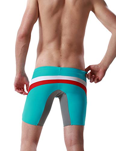 SEOBEAN Mens Low Rise Sexy Sport Swimwear Trunk Boxer Brief Bikini Swimsuit (XL(34-36"), 2702 Light Blue)2