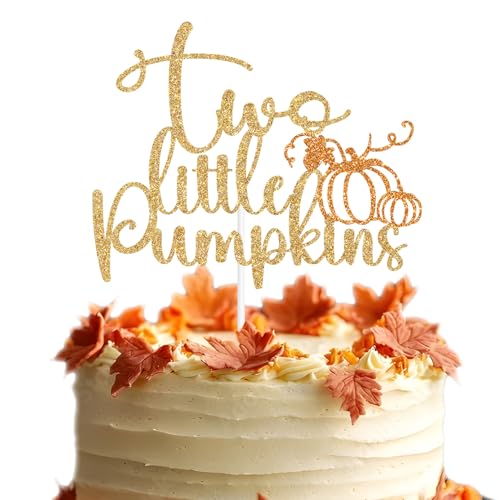 Two Little Pumpkins Cake Topper, It's Twins, Pumpkin Twins Baby Shower, Fall Autumn Birthday Gender Reveal Party Decorations
