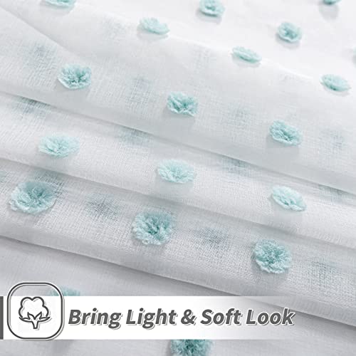 Mysky Home Teal Pom Pom White Sheer Curtains For Bedroom 95 Inch Long White Sheer Curtains For Nursery Teens Kids Room Light Filtering Rod Pocket Boho Semi Voile Window Drapes 38 X 95 Inch 2 Panels #TOP6
