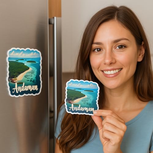 Image of Naxon Andaman Theme Souvenir Wooden Fridge Magnet for Refrigerator - Printed Fridge Magnet for Kitchen & Home Decor | Perfect Souvenir Gift | Size 3x3 in | Pack of 1