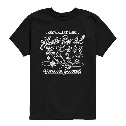 Instant Message - Snowflake Skate Rental - Boys Short Sleeve Tee Black