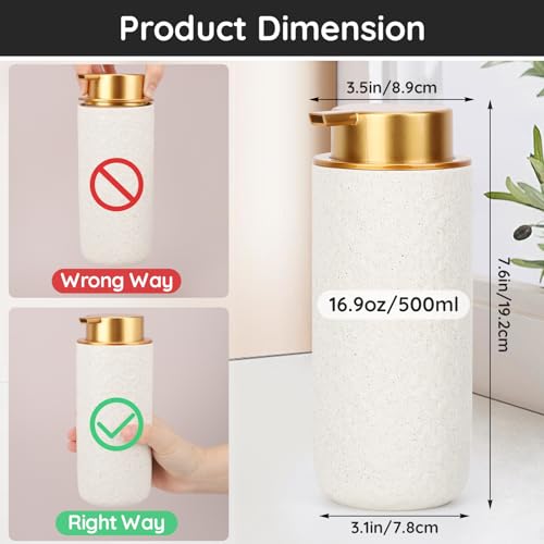 Image of Segbeauty Ceramic Foaming Hand Soap Dispenser, 16.9oz Refillable Kitchen Bathroom Foam Soap Dispenser, 500ml Empty Liquid Soap Lotion Dispenser Foaming Pump Bottle for Modern Home Farmhouse Decor
