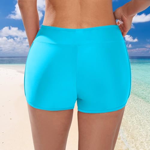 Missvog Plus Size Womens Board Shorts Teal Athletic Stretchy Tankini Boyleg Bottoms Juniors Girls Bathing Suit Trunks thumb #6