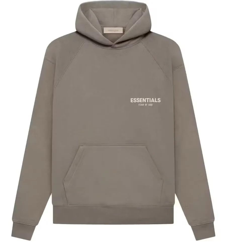 Essentials Hoodie Season 24, Oversized Unisex Adult (US, Alpha, Large, Regular, Regular, Desert Taupe)