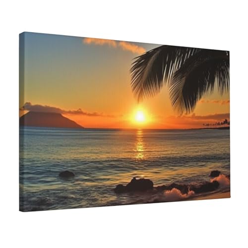 Toile murale colorée de haute précision motif lever du soleil Hawaï