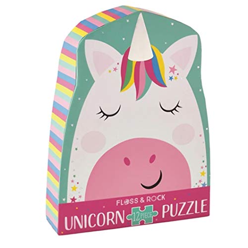 Floss & Rock Puzzle 12 pièces avec boîte en Forme de Licorne