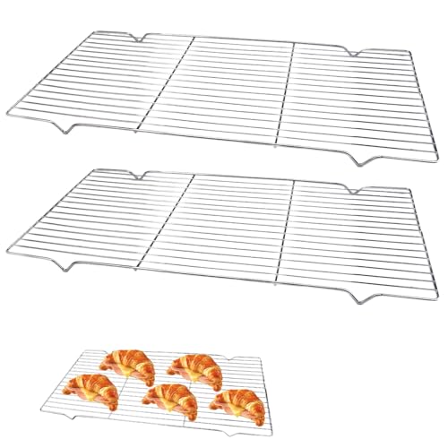 41x20 cm 2 Piezas Grande Rejilla para Enfriar Acero Pasteles Inoxidable Rectangular, Antiadherente Rejilla de Bastidores, Robusta Estantes de Enfriamiento Reposteria, para Bizcochos Galletas