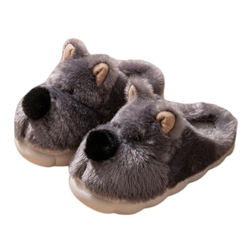 Dog Plush Animal Slippers Warm Soft Indoor Anti-Slip Home Winter Cotton Slippers