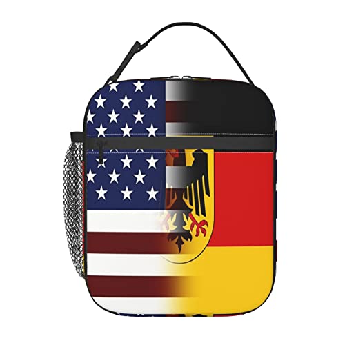 FYCFSLMY American German Flag Outdoor Insulated Lunchbox Reusable Picnic Cooler Bag For Women Men Work Travel Office