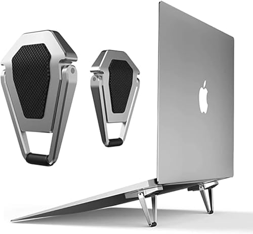 Image of Portable Laptop Stand for Desk, Foldable Aluminium Laptop Cooling Stand, Mini Invisible Laptop Riser Compatible with MacBook, Dell, HP, Lenovo, Acer - Lightweight Ergonomic Metal Stand