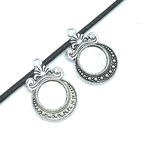 Yoogcorett 20Pcs Charms Antique Oval Bezel Pendants Trays, Blank Cabochons Base Setting Bezel Cameo Alloy Pendants For Diy Necklace Jewelry Gift And Crafting Findings ( Antique Silver) 29 X 20Mm #TOP1