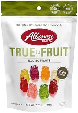 Albanese World's Best True to Fruit Exotic Fruits Gummies | 6-7.75oz Bags