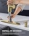 FORIOUS Gold Kitchen Faucet with Soap Dispenser and Pull Down Sprayer, Bar High Arc Single Handle Classic 3 Modes Stainless Steel Faucet for Kitchen Sink Farmhouse RV Laundry Camper