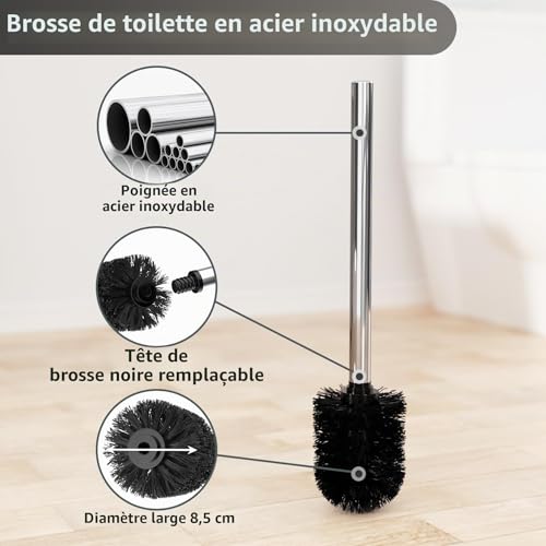 Porte Papier WC sur Pied + Brosse Inox Antirouille susswiff