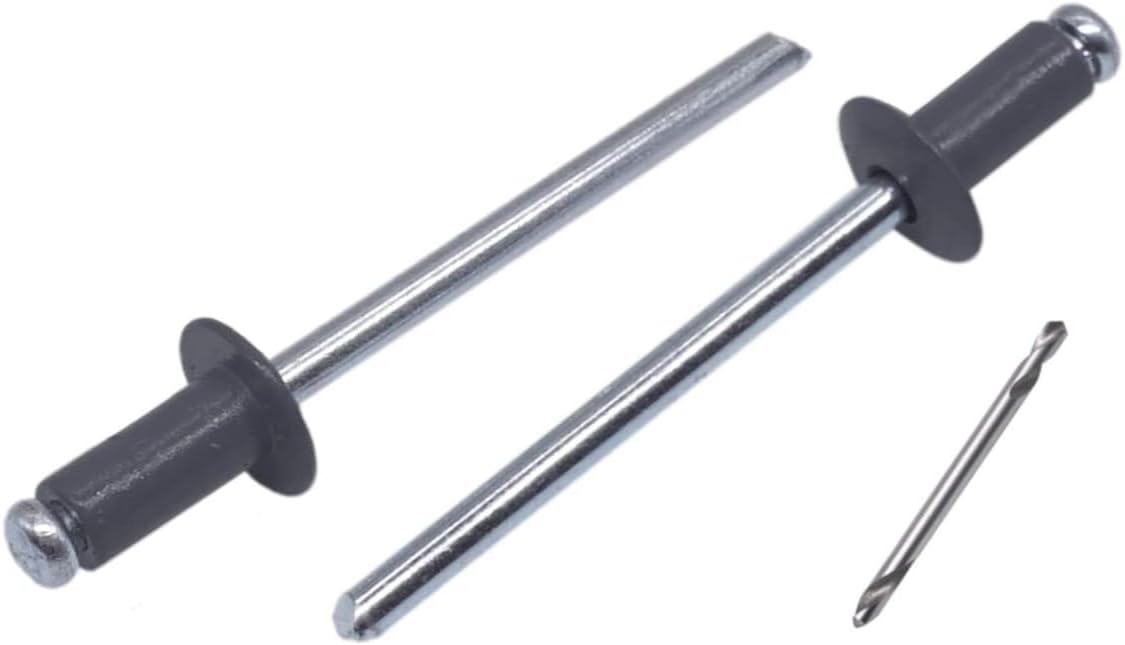 (Pack of 100) Painted Blind Rivets 1/8" x 5/16" (3.2 x 8 mm), Dome Head, DIN 7337, Aluminium Rivets and Steel Mandrel, Pop Rivets, Drill Bit Included, Wine Red RAL 3005