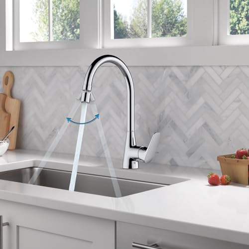 Image of Delta Faucet Deck Mount Kitchen Faucet Mixer I Ixa Jive Single Handle Multi-Function Kitchen Sink Tap I 360 Swivel Spout I 10 Year Warranty I Durable Kitchen Tap I Chrome - 44001-SQ