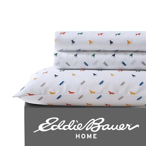 Image of Eddie Bauer Kids - Full Sheet Set, Ultra-Soft Microfiber Bedding with Fully Elastic Fitted Sheet, Kids Bed Set with Pillowcases, Easy Care Bedding (Buddy the Dog)