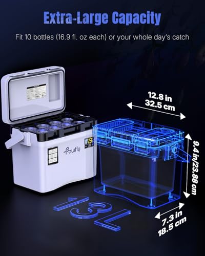 Image of Pawfly 13-19 QT Live Bait Cooler, Leak-Proof Fishing Cooler with Rechargeable Aerator, Portable Fish Livewell for Boat, Insulated Minnow Bucket for Shrimp & Live Fish, Hard Cooler Box for Fishing