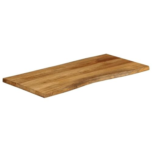 Eleganz Massive Mangoholz Tischplatte 100x60 cm - Rustikale Baumkante in Eichen-Optik - Langlebig & Natürlich für Küche, Wohnzimmer oder Büro