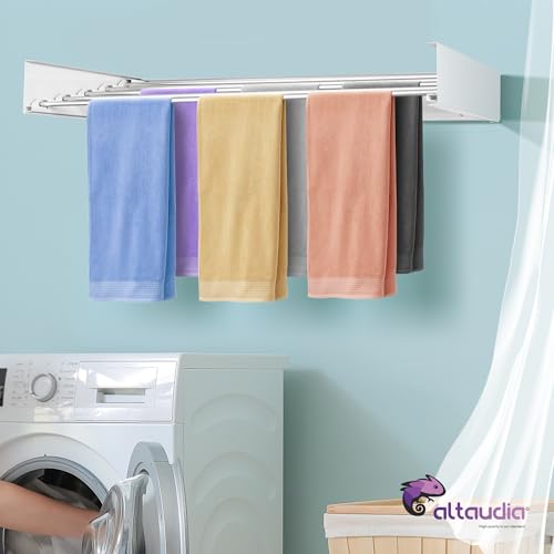Miniatura 8 de Altaudia Tendedero Extensible De Pared 120cm Antioxidante - Invisible Y Plegable Con 6 Tubos De Aluminio, Extensible 9.5-60cm, Instalación En Pared Interior O Exterior, Instala Sin Dificultad