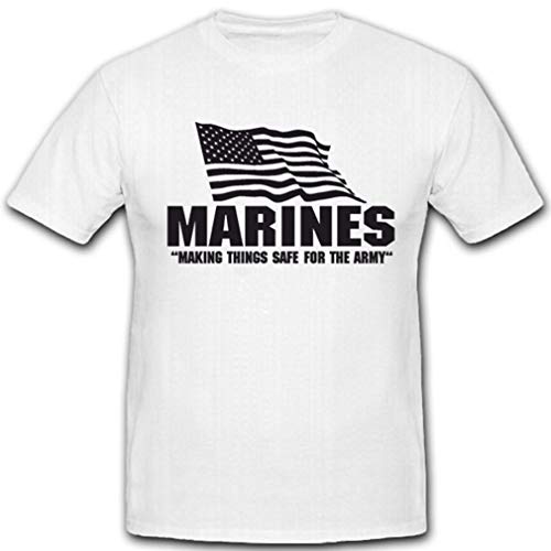 T-shirt #5943 Blanc XXXXL Marines grand format pour homme en coton