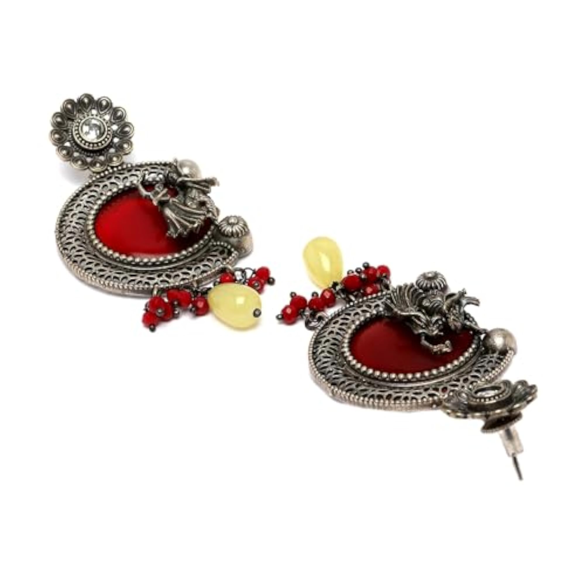 Antique Matte God Krishna Jewellery Set with Stone Studded & Beads