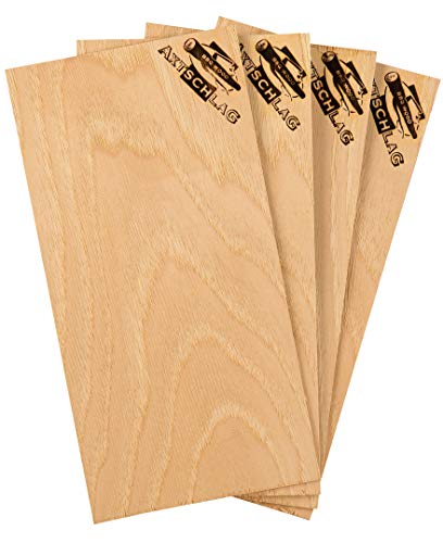 Axtschlag Einmal-Grillbretter Hickory, 4 extra dünne Single Use Planks zum schonenden Garen mit aromatischer Rauchnote auf jedem Grill, 300 x 150 x 2 mm