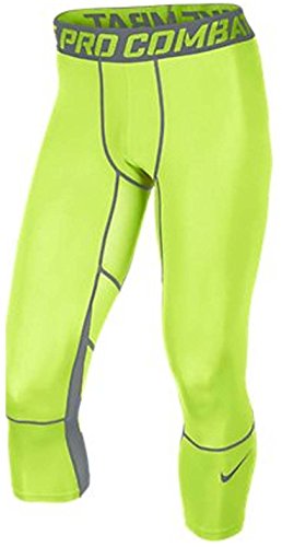 Nike Men's Dri-Fit Pro Hypercool Compression Tights-Volt/Wolf Grey-Medium