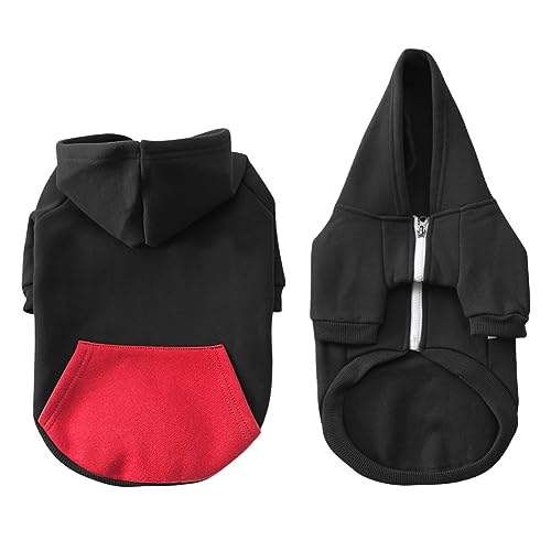 meioro Hunde Kapuzenpullis Warm Hundebekleidung Reißverschluss Hundekleidung Nette Haustier Hoodies (XL, Schwarz)