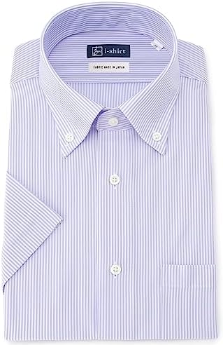 （19:00時点） [i-Shirt(アイシャツ)]ワイシャツ i-shirt 完全ノーアイロン ストレッチ 速乾 半袖 アイシャツ メンズ 形態安定 メンズ サックス レギュラーサイズ 半袖ボタンダウン M16220000981 日本 4L(首回り47cm) (日本サイズ4L相当)