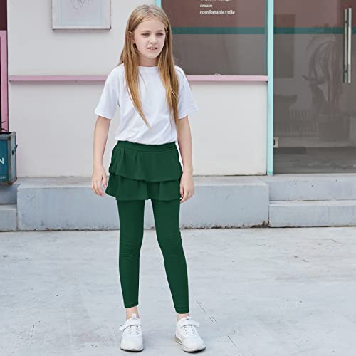 Image of BOOPH Little Girls Leggings with Ruffle Tutu Skirt Kids Uniform Pants | Footless Tights 4-14 Year