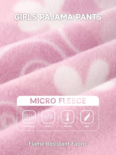 IHU 3 Pack Girls Pajama Pants Micro Fleece Soft PJ Bottoms for Kids Cute Print Lounge Sleep Clothes with Pockets2