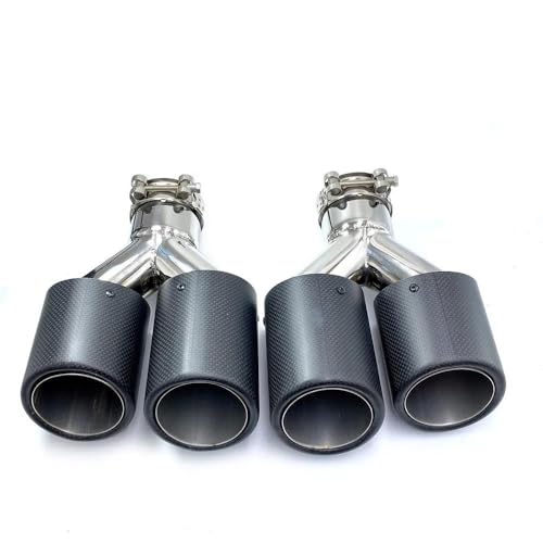 Tubo de escape coche universal con silenciador doble de 70mm a 89mm para modificación estética 7