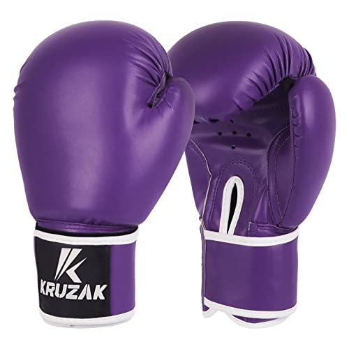 Kruzak Plain Boxing Gloves For Training, Sparring, Kickboxing, Muay Thai And Fighting - Purple - 16Oz #TOP6
