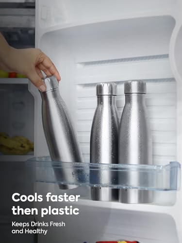 Image of Go24 pexpo Genro ISI Certified Stainless Steel Single Wall |Fridge Water Bottle| 1 Litre, Silver |Narrow Mouth with Screw Cap| Easy Grip|Home, Office, Gym, School, Yoga, Trekking, Men, Women & Kids
