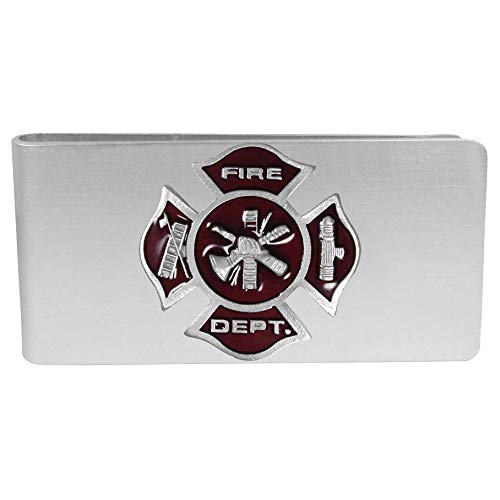 Sculpted Pewter Moneyclip - Fire Fighter Cross