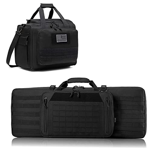 Dbtac Double Rifle Bag 32" (Black) + Range Bag Large For 4+ Pistol (Black), Lockable Zipper, Durable Material, Compact Design #TOP10