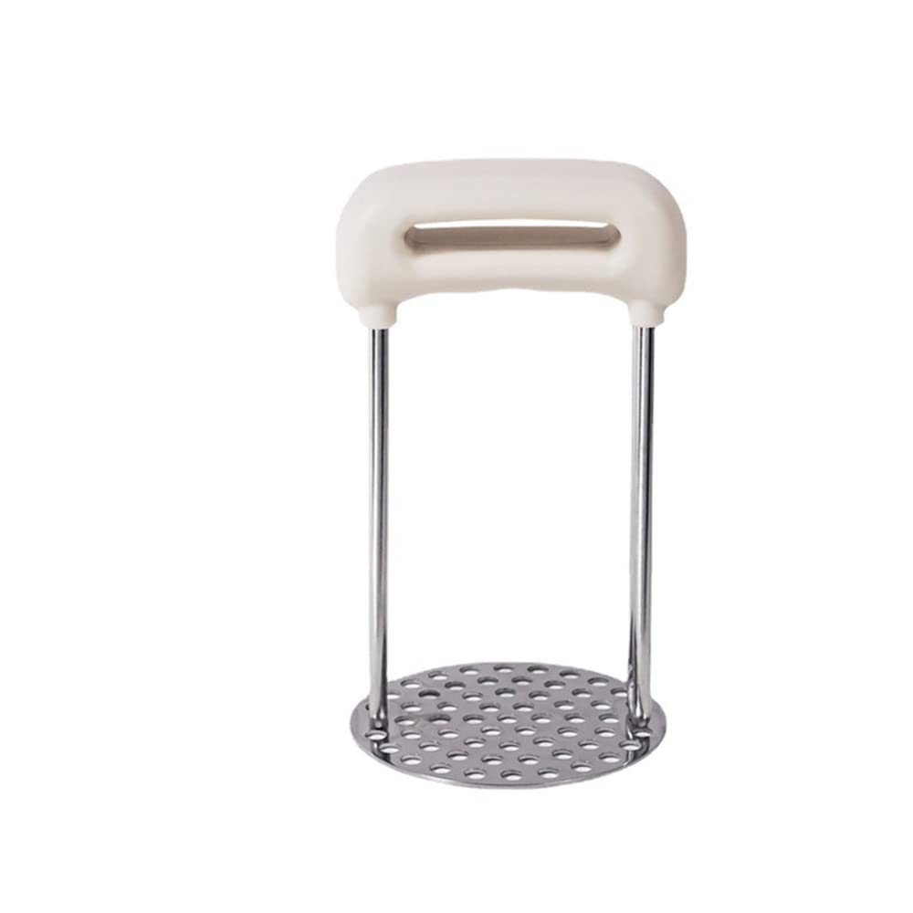 Potato Masher, Potato Reicer en acier inoxydable avec poignée en matériau PP, ustensile de masher alimentaire, masher à la main, masher végétatable, nettoyage à vaisselle (WHITE)
