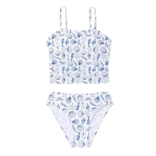 Kids Swimsuit Girls Cute Fashion Graphic Swimwear Bathing Suits Teenage Girls Beach Training Athletic Summer Childrens Tankini Bikini (Light Blue, 5-6 Years)