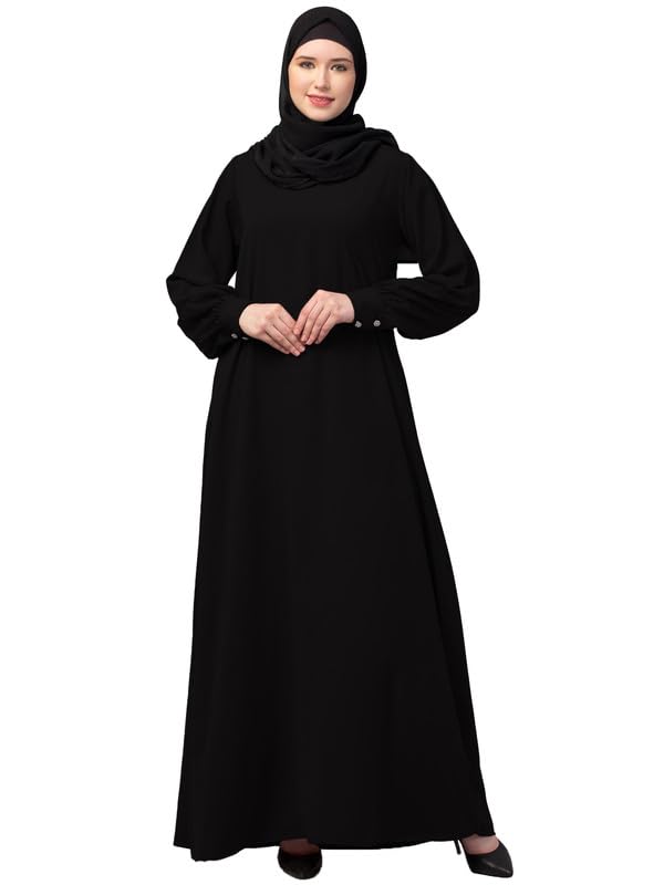 Muslim Closet� Women's Inner Abaya Dress With Cuff Sleeves And Side Pocket Made in Nida Matte Fabric