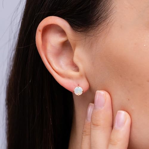 ANGARA Natural Opal Solitaire Earrings for Women | Basket-Set Round Opal Stud Earrings in 14K Solid Gold/Sterling Silver/Platinum | October Birthday, Anniversary, Gemstone Jewellery Gift3