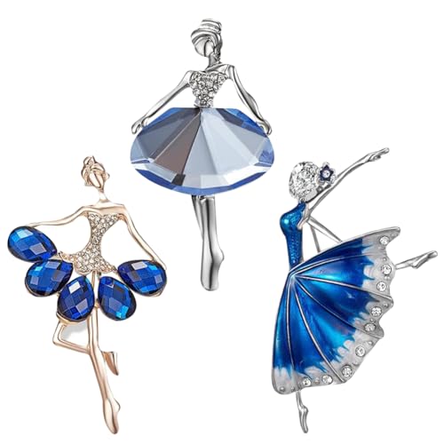YiiLi 3PCS Broche para Ropa Mujer,Broches De Bailarina Broche Retro De Diamantes De ImitacióN Broche De Ballet para JoyeríA Accesorios,Regalo Creativo De CumpleañOs