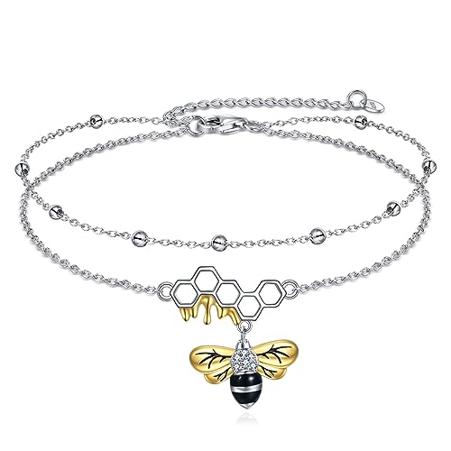 Image of YAFEINI Anklet Bracelets for Women Girls Sterling Silver Hummingbird /Dragonfly /Butterfly Link Chain Anklets Jewelry Gifts